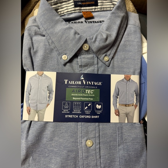 New TAILOR VINTAGE DUTCH BLUE AIROTEC STRETCH LONG SLEEVE SHIRT M - Picture 3 of 8